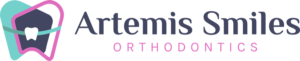 Artemis Smiles Orthodontics logo featuring a stylized tooth with braces.